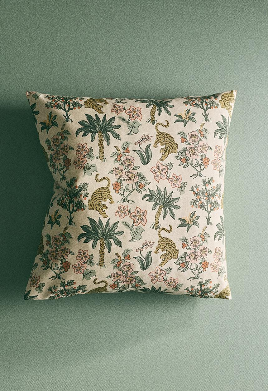 H&M - Patterned cushion cover - light beige/patterned