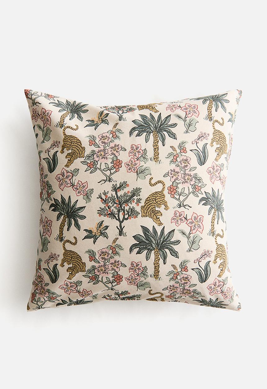 H&M - Patterned cushion cover - light beige/patterned