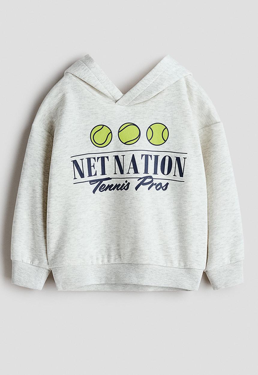 H&M - Printed hoodie - light grey/net nation