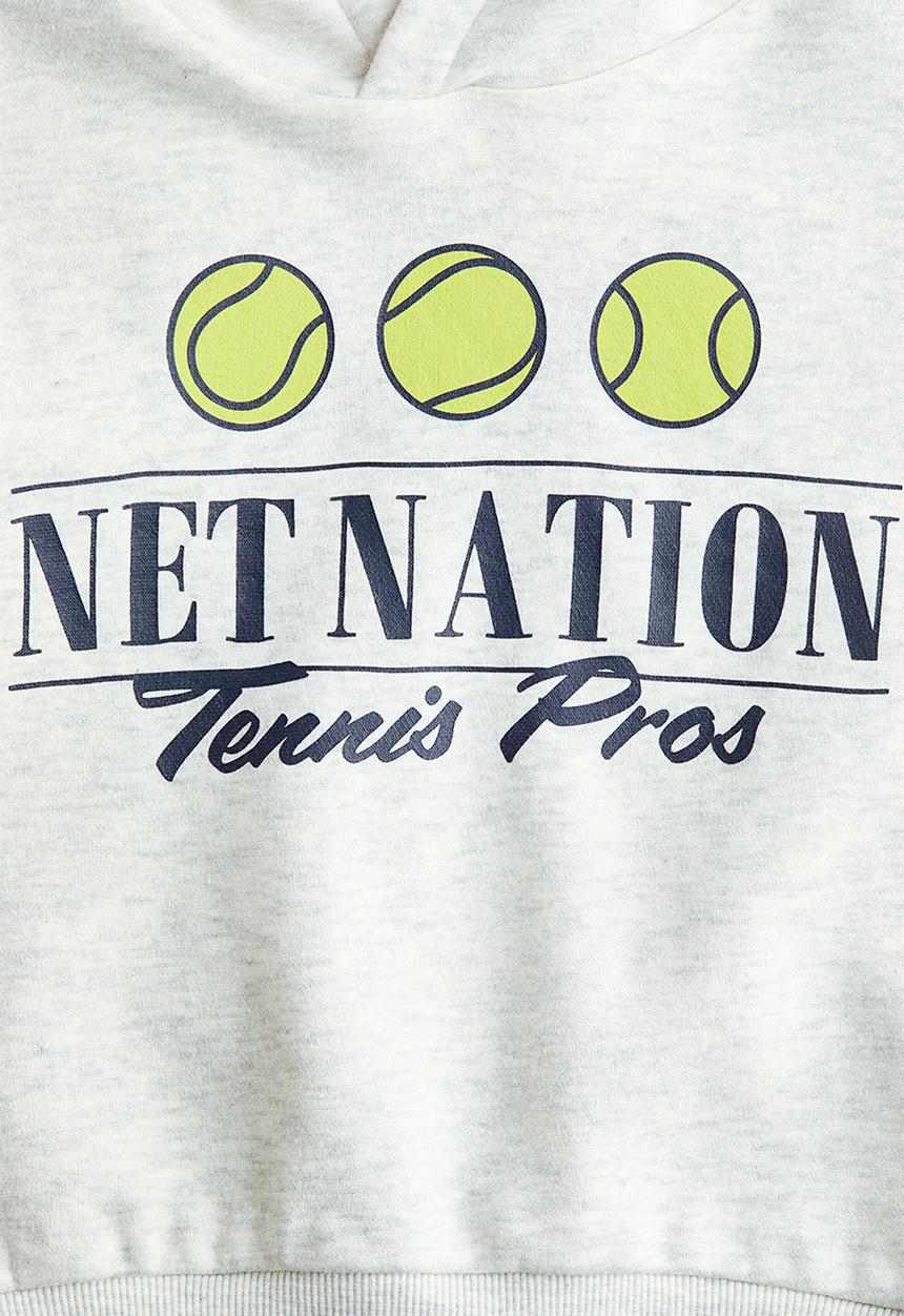 H&M - Printed hoodie - light grey/net nation