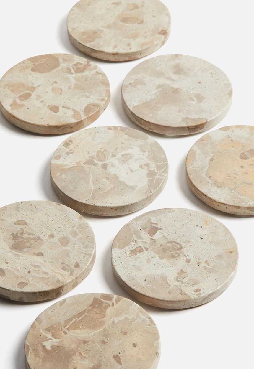 H&M - 4-pack marble coasters - beige