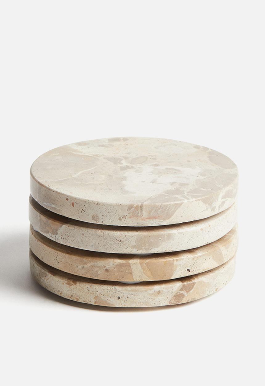 H&M - 4-pack marble coasters - beige