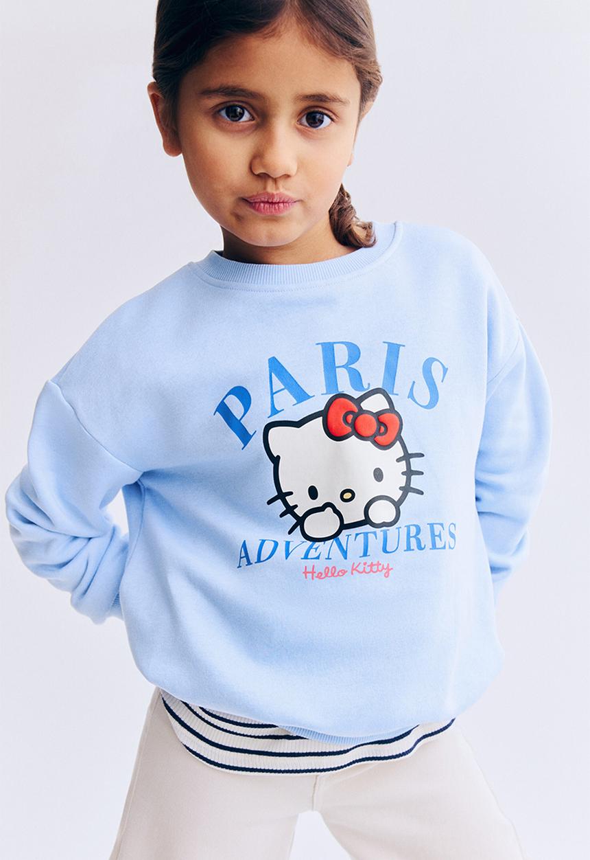 H&M - Printed sweatshirt - light blue/hello kitty
