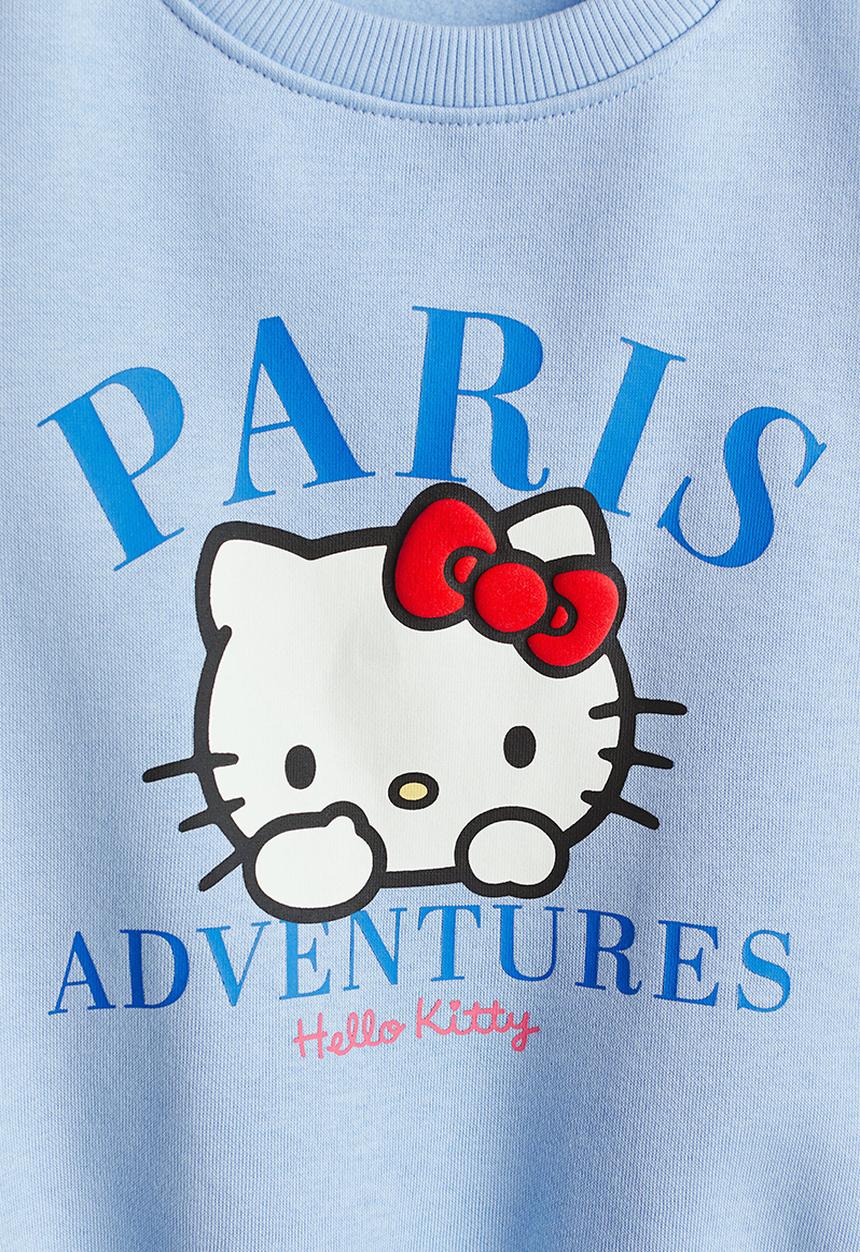 H&M - Printed sweatshirt - light blue/hello kitty