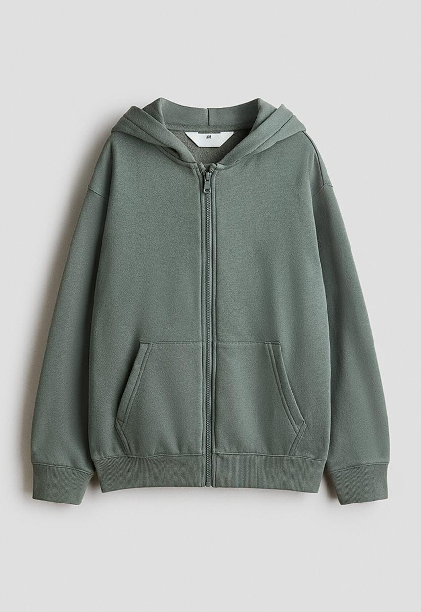 H&M - Zip-through hoodie - khaki green