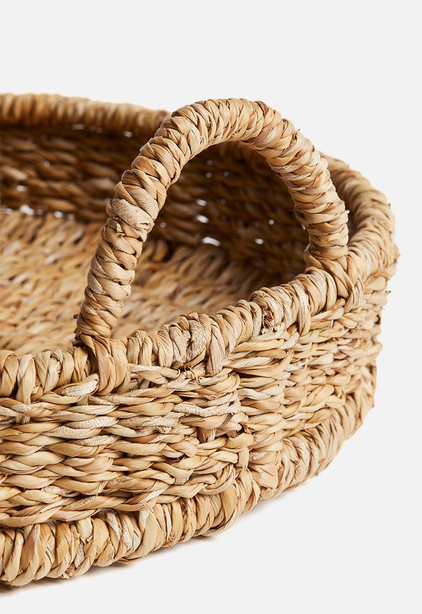 H&M - Round straw tray - beige