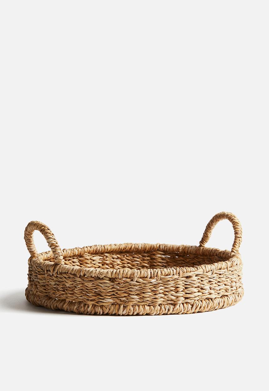 H&M - Round straw tray - beige