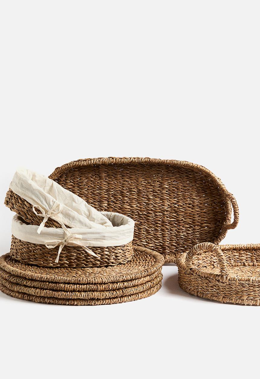 H&M - Round straw tray - beige