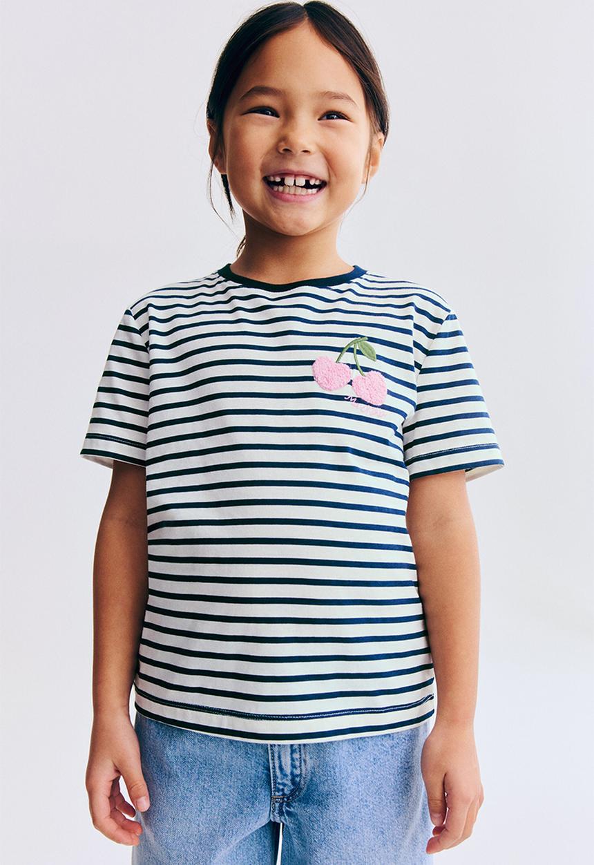 H&M - Motif-detail t-shirt - white/navy blue