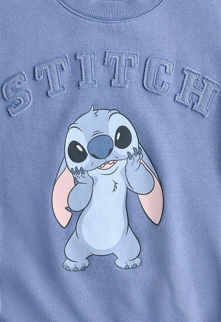 H&M - Oversized print-motif sweatshirt - dusty blue/lilo & stitch