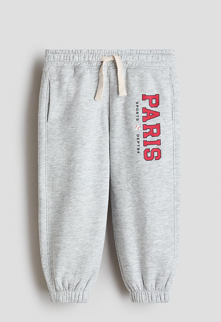 H&M - Embroidery-detail joggers - light grey marl/paris