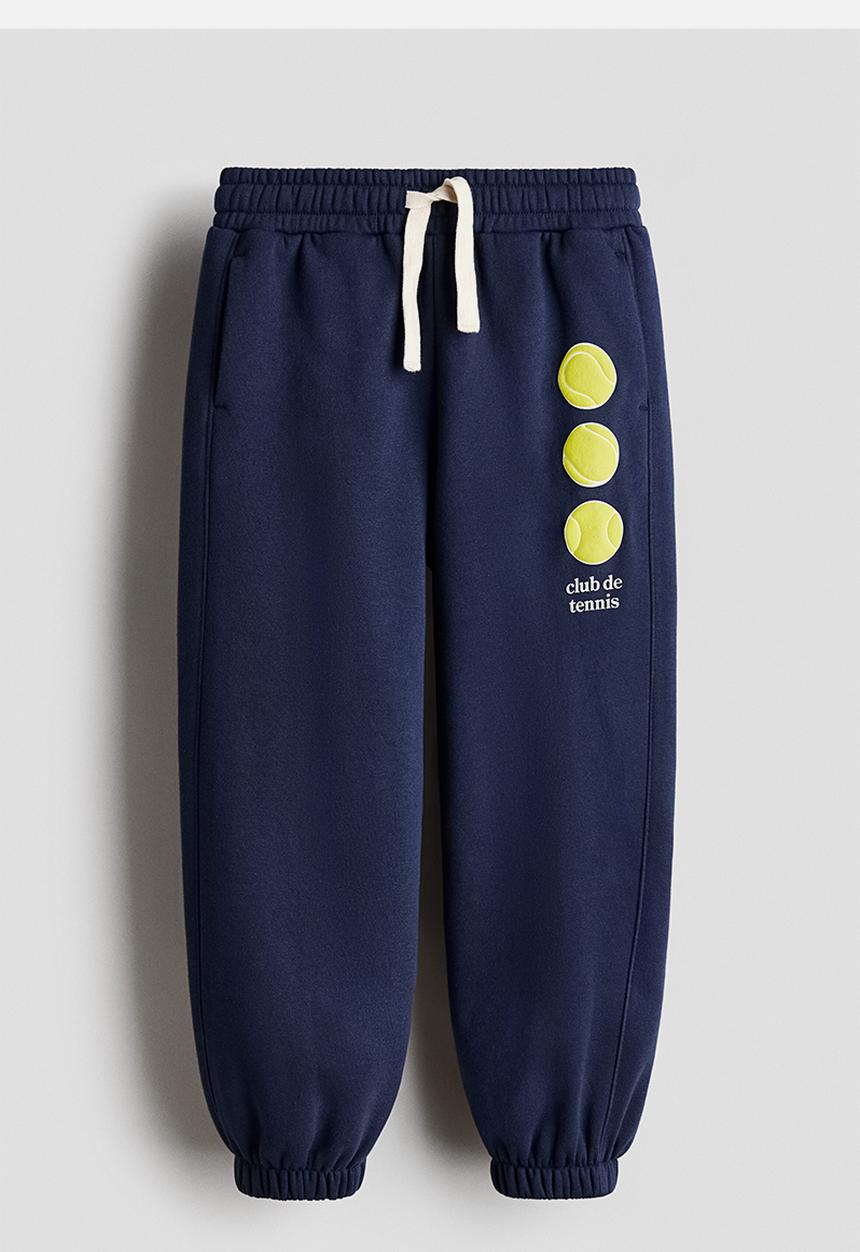 H&M - Embroidery-detail joggers - navy blue/tennis