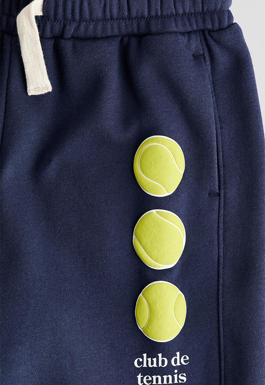 H&M - Embroidery-detail joggers - navy blue/tennis
