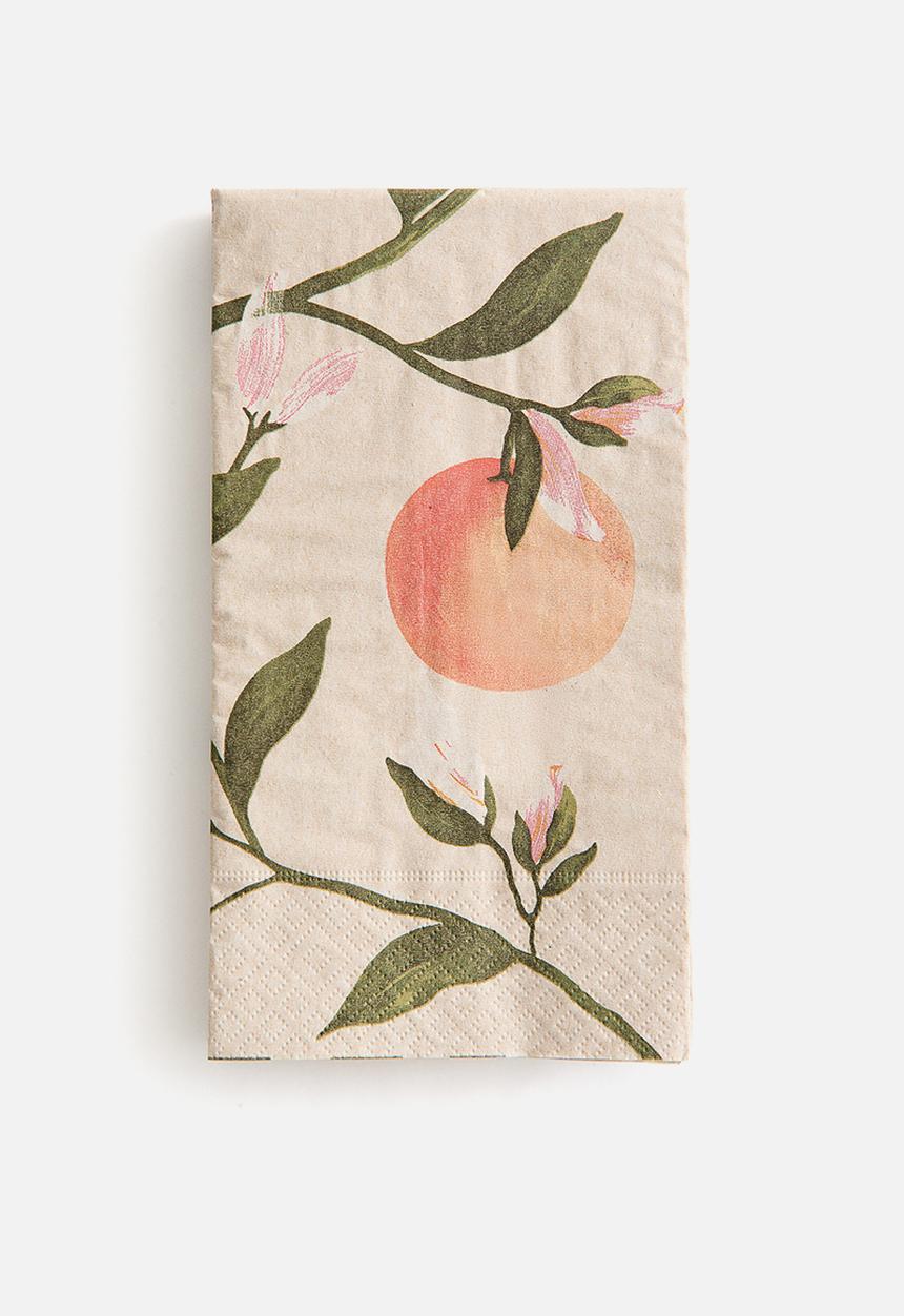 H&M - 15-Pack rectangular paper napkins - light beige/oranges