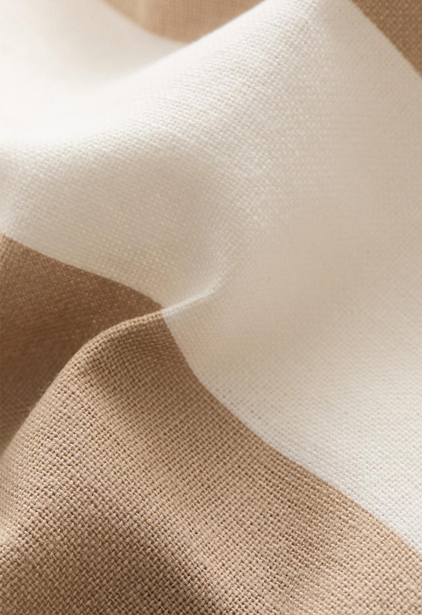 H&M - Linen-blend cushion cover - beige/white striped