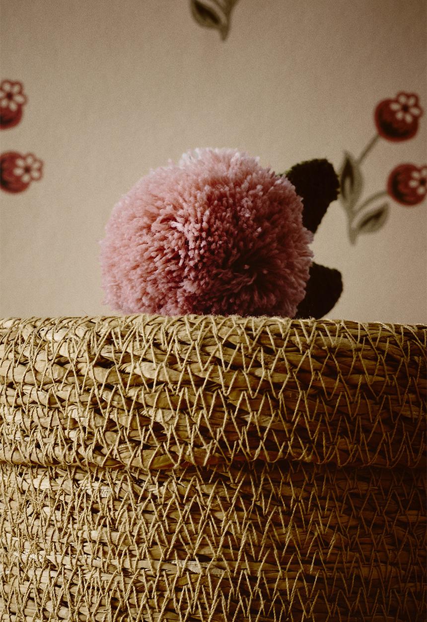 H&M - Small pompom seagrass storage box - beige