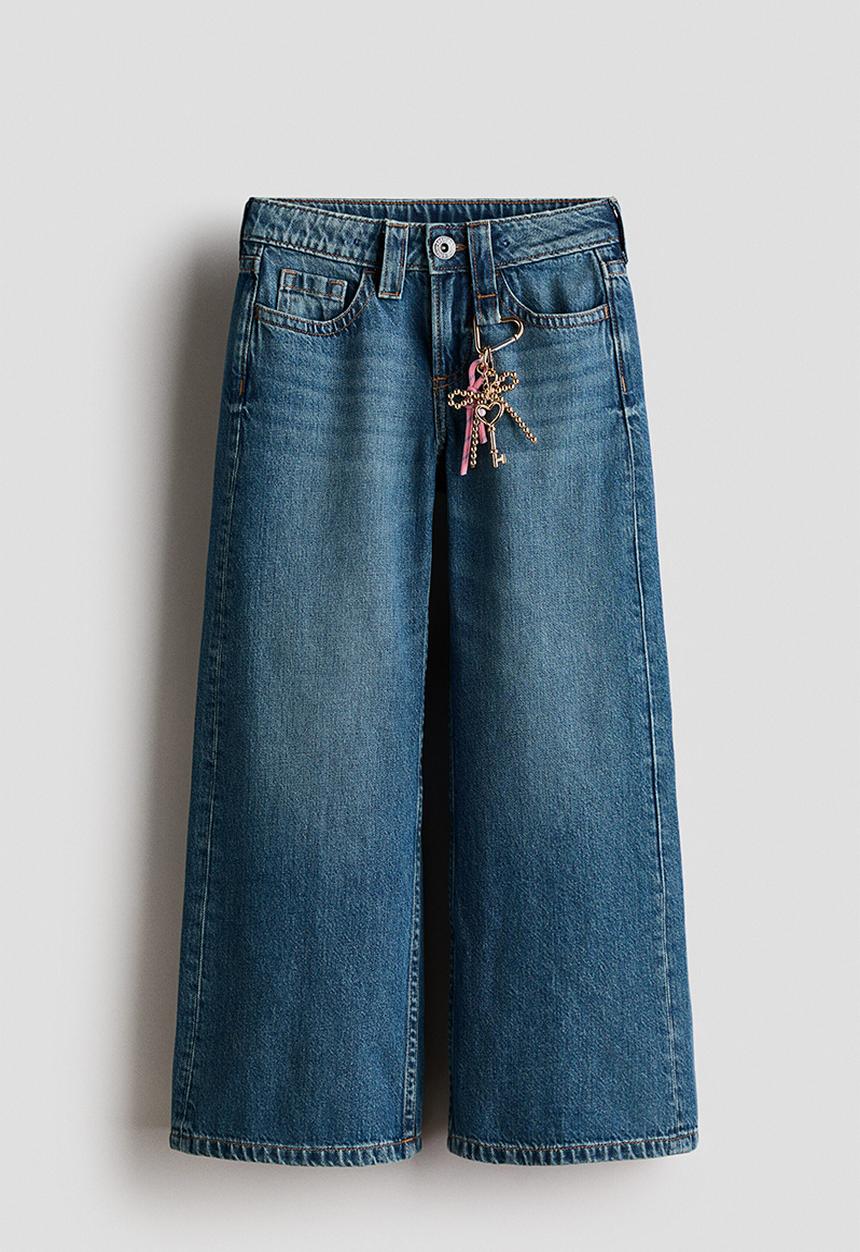H&M - Baggy wide leg jeans - denim blue/bow
