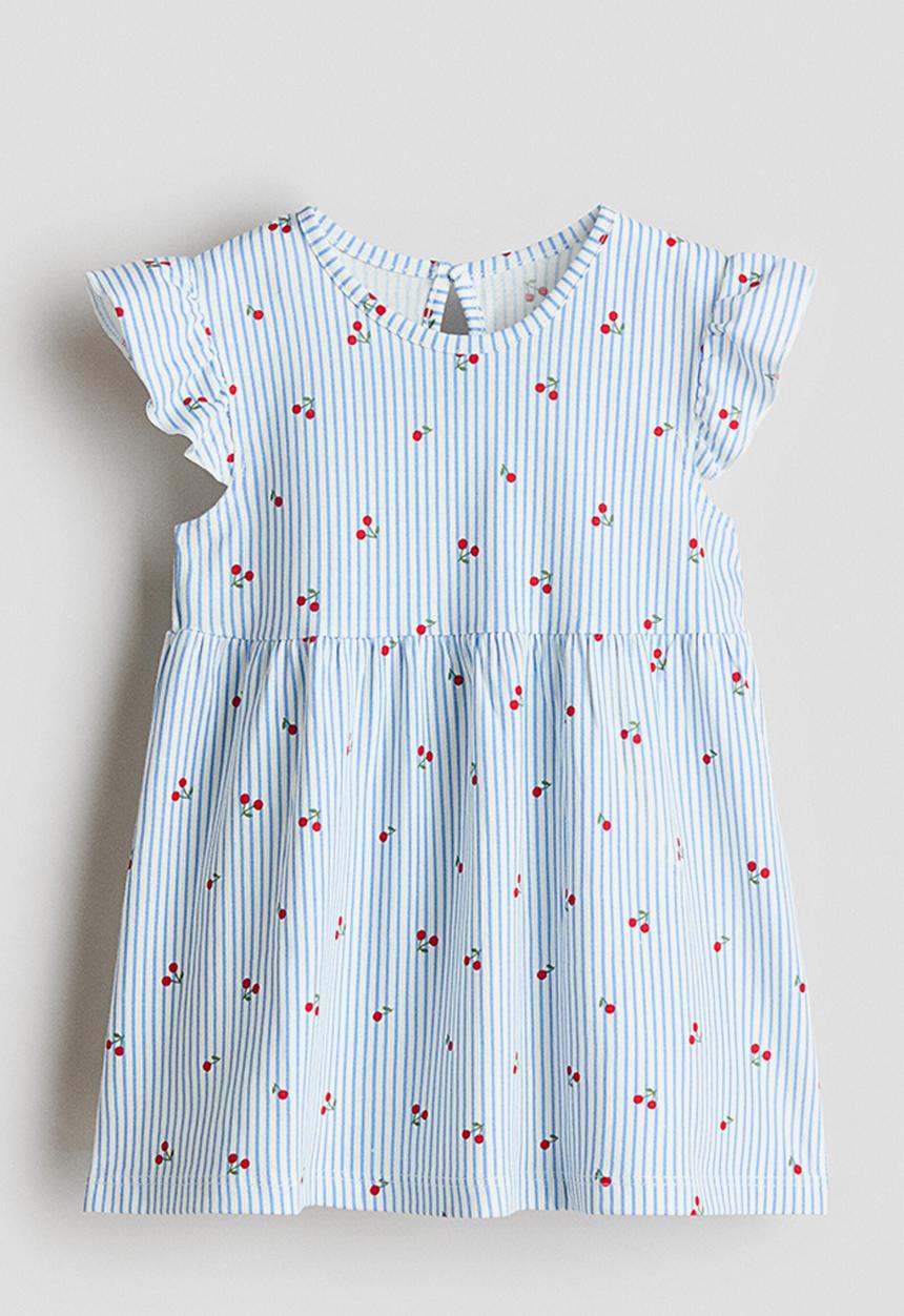 H&M - Cotton dress - light blue/cherries