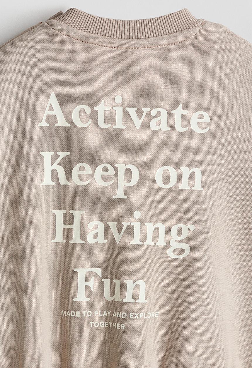 H&M - 2-Piece printed sweatshirt set - light beige/run jump play