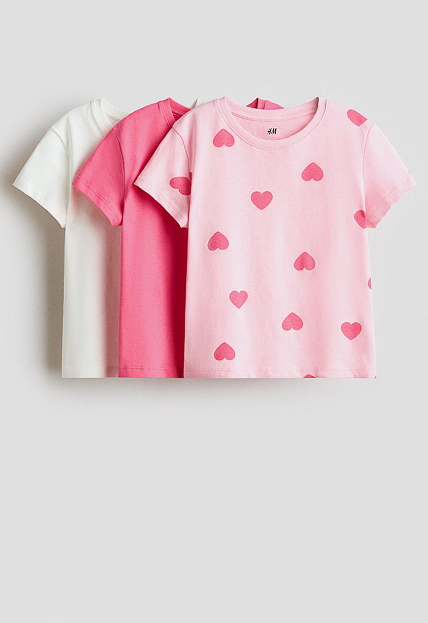 H&M - 3-Pack T-shirts - pink/hearts