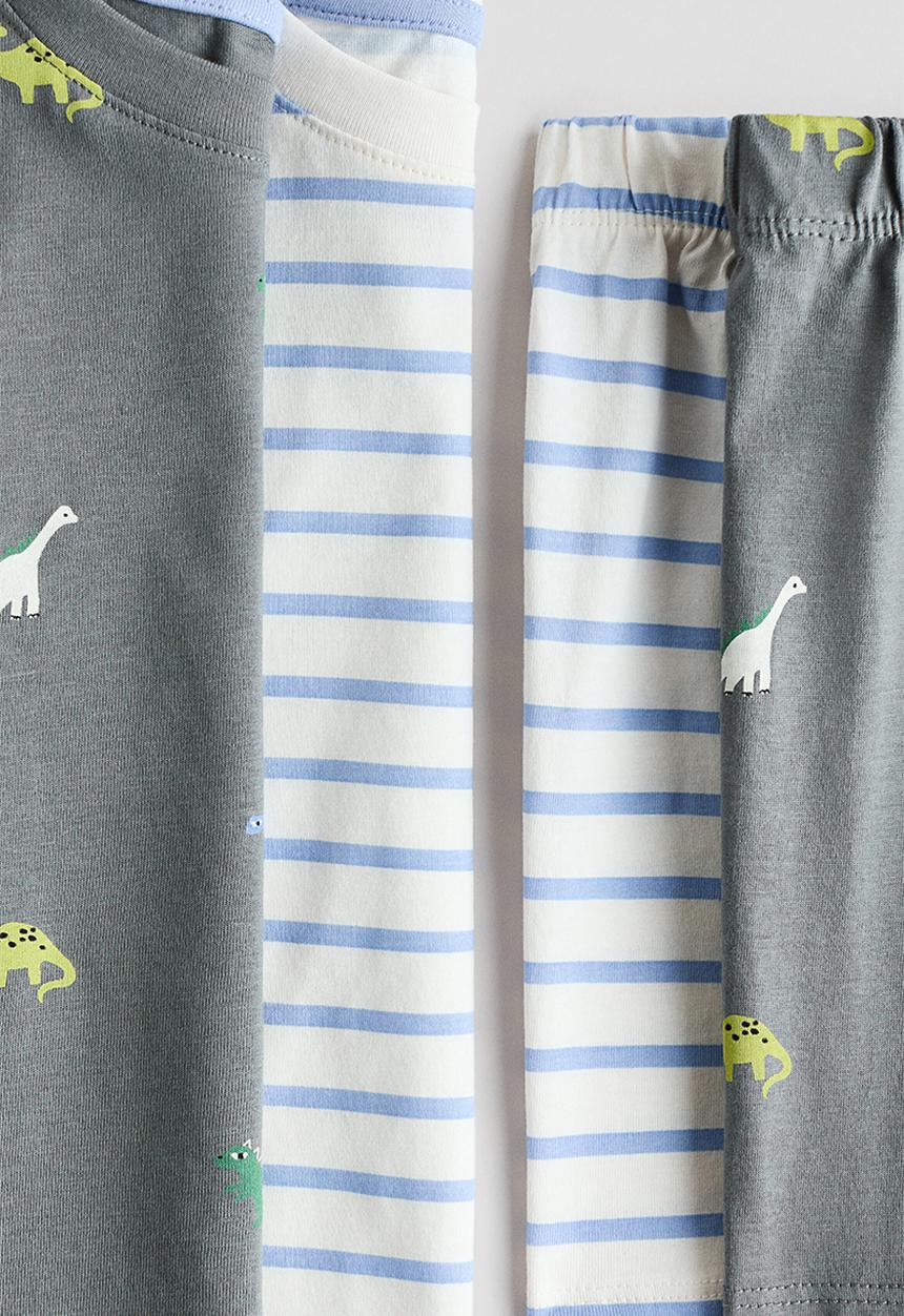 H&M - 2-Pack printed cotton pyjamas - grey/dinosaurs