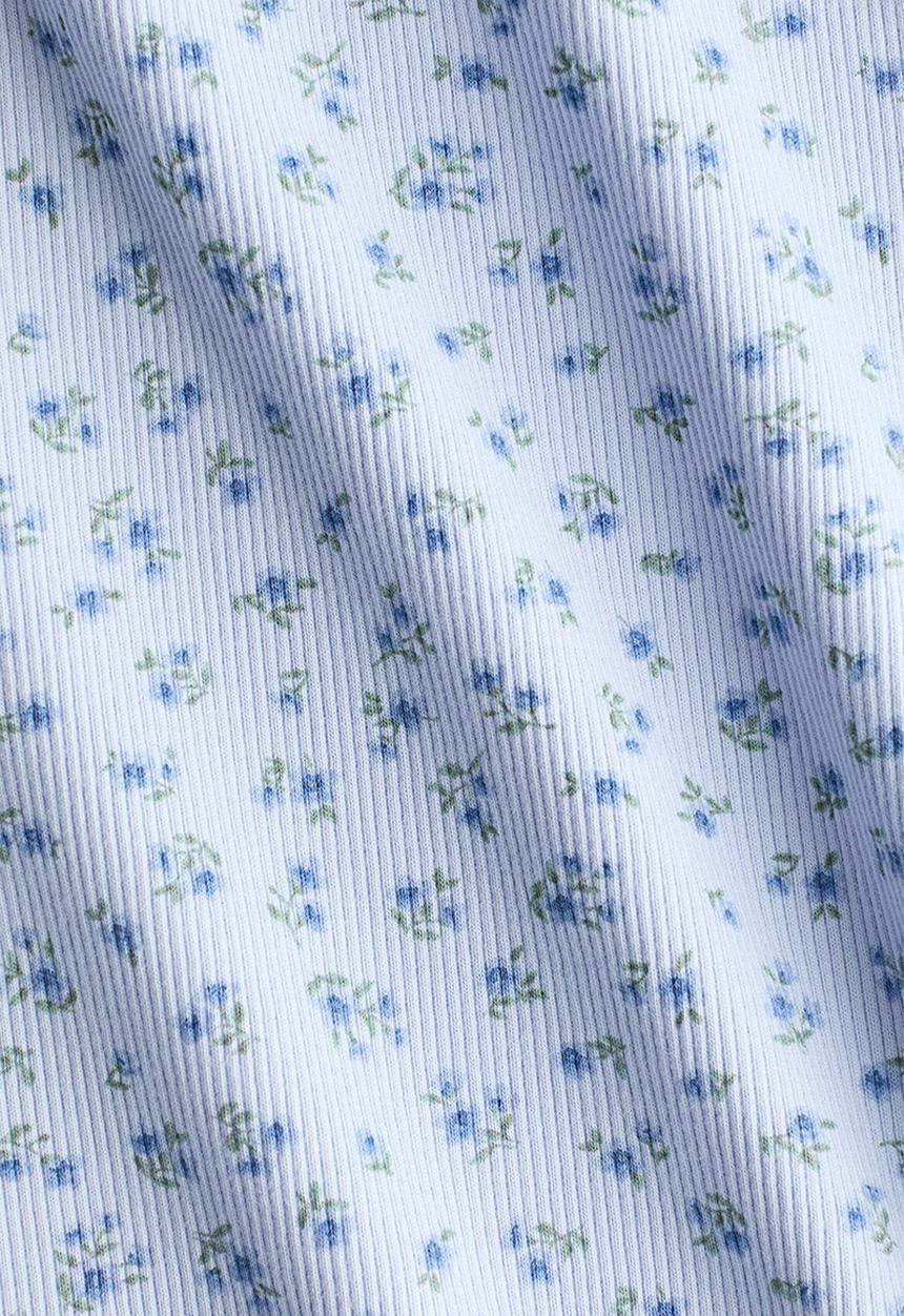 H&M - Ribbed jersey top - light blue/floral