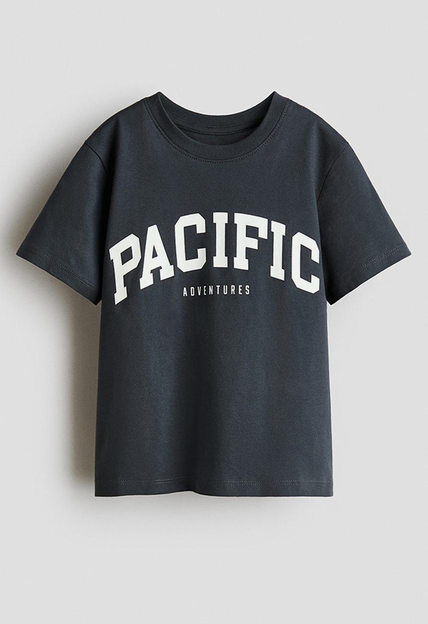H&M - Printed t-shirt - dark grey/pacific