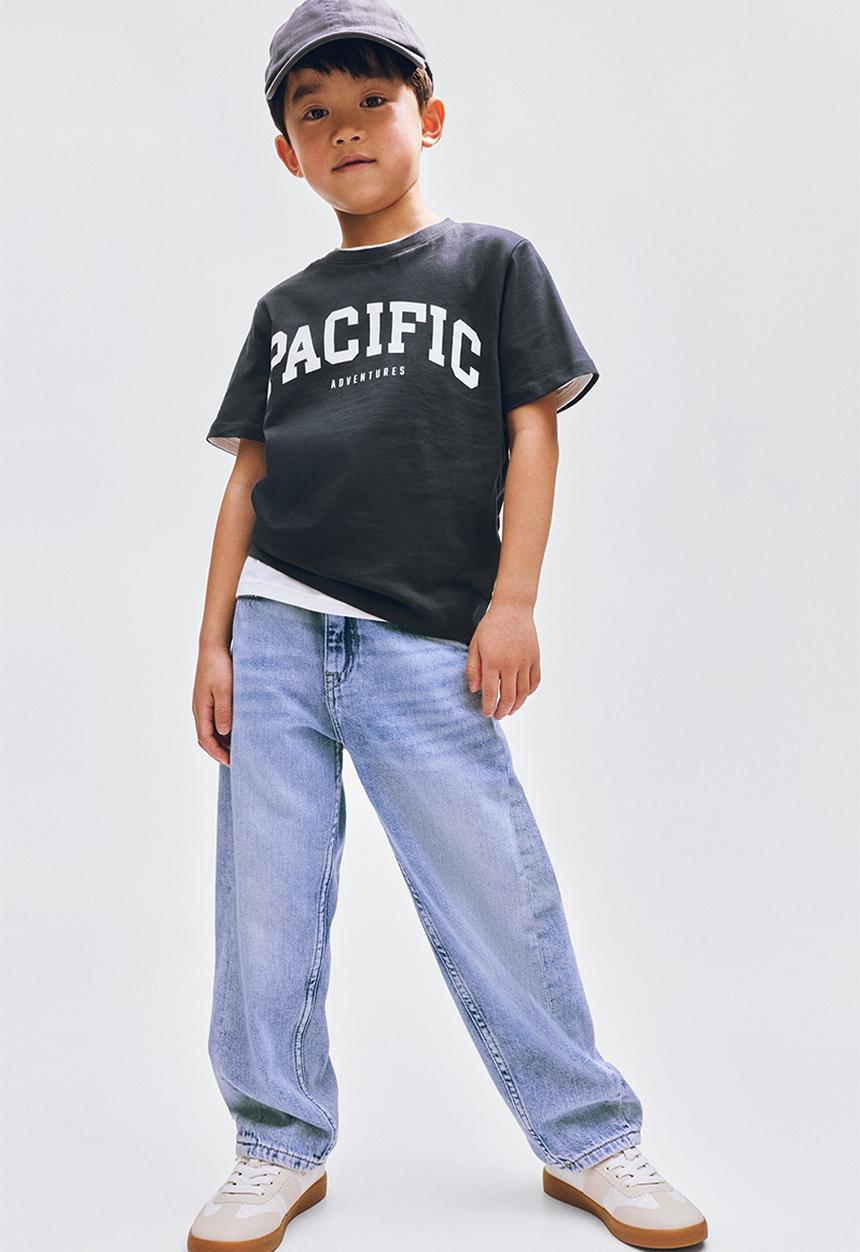 H&M - Printed t-shirt - dark grey/pacific