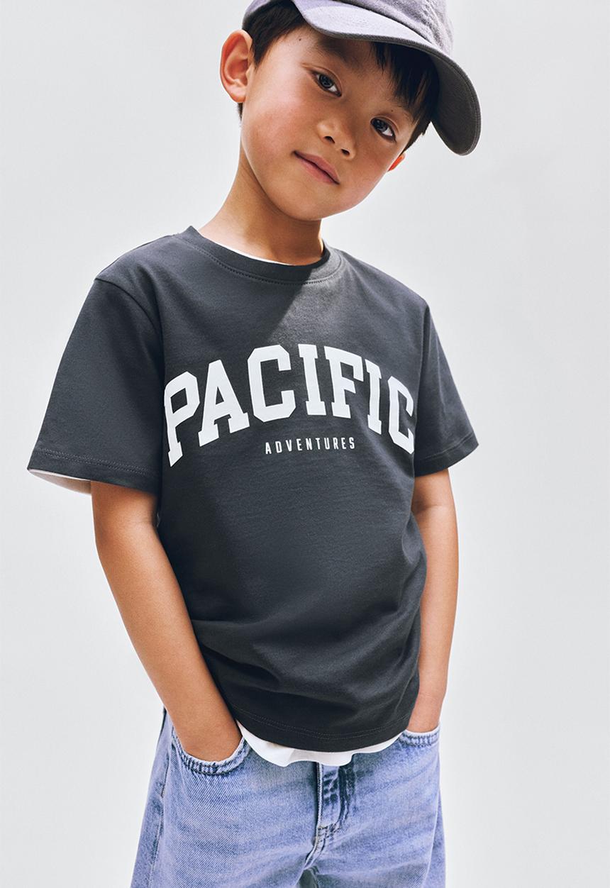 H&M - Printed t-shirt - dark grey/pacific