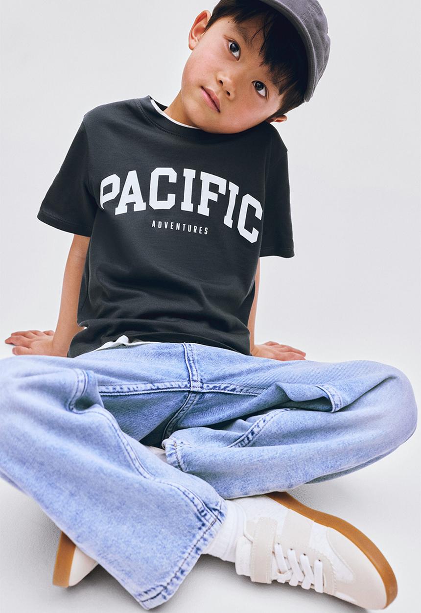 H&M - Printed t-shirt - dark grey/pacific