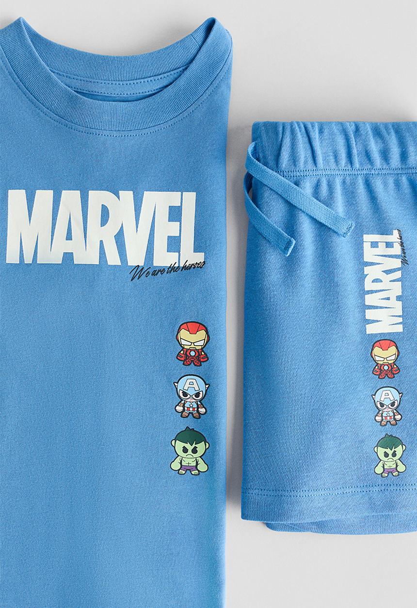 H&M - 2-piece printed jersey set - blue/marvel comics