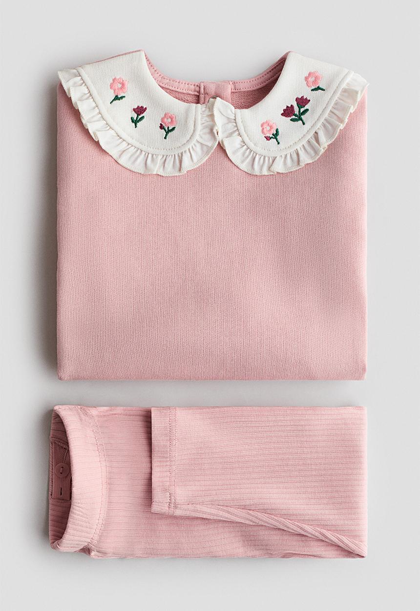 H&M - 2-Piece top and leggings set - light pink/flowers