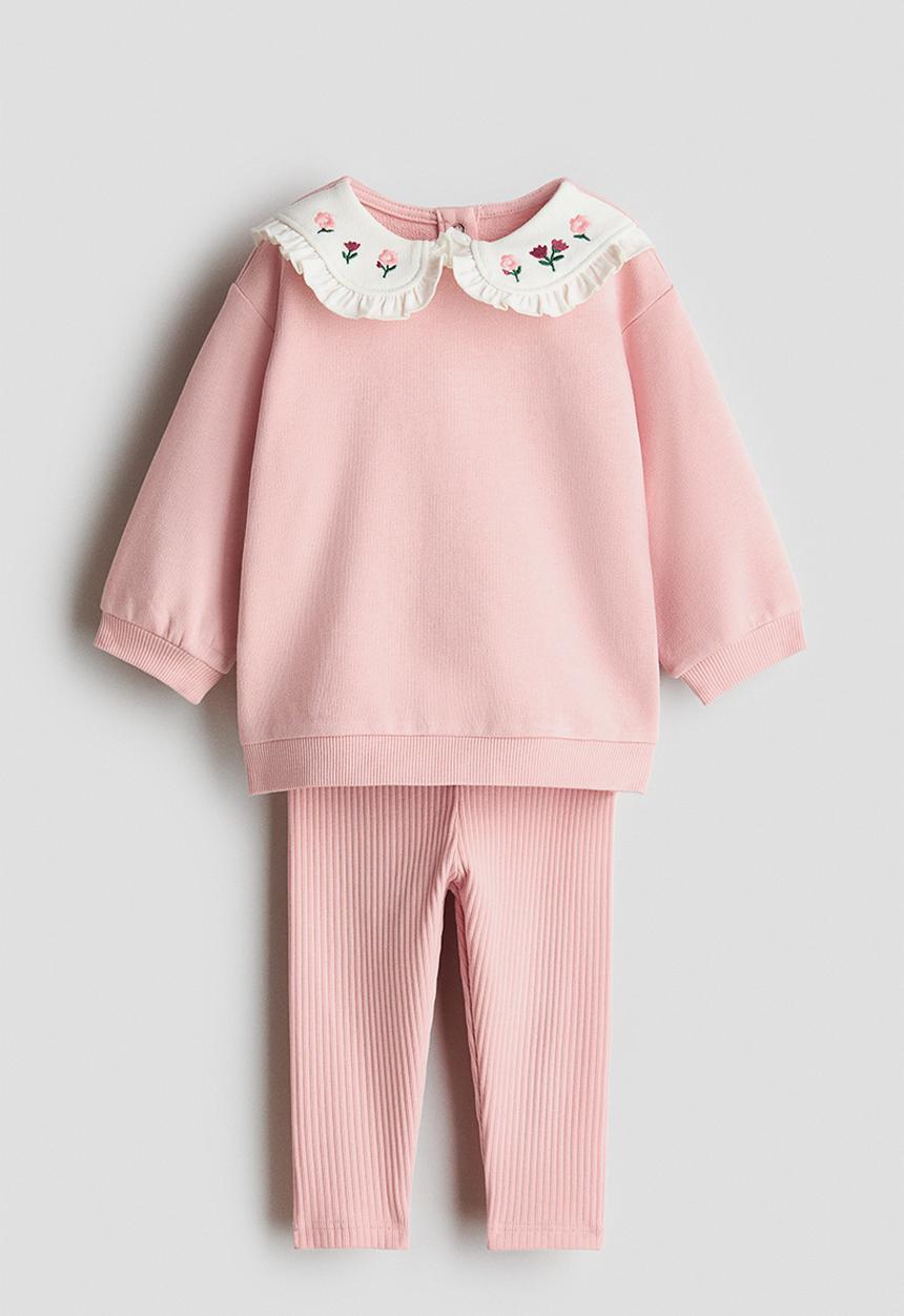 H&M - 2-Piece top and leggings set - light pink/flowers