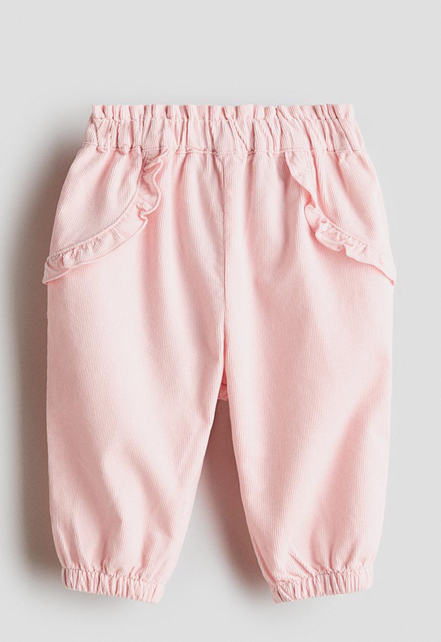 H&M - Frill-trimmed corduroy trousers - light pink