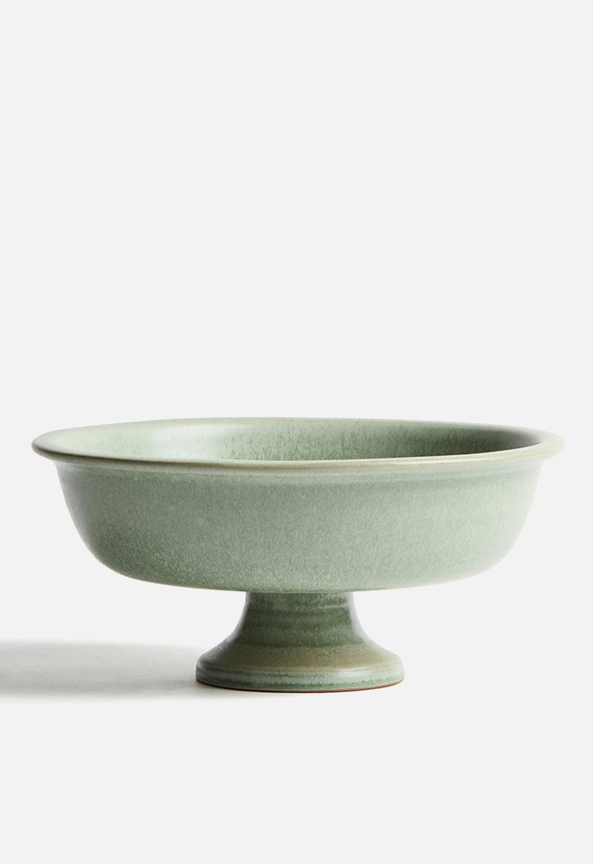 H&M - Footed stoneware serving bowl - light green