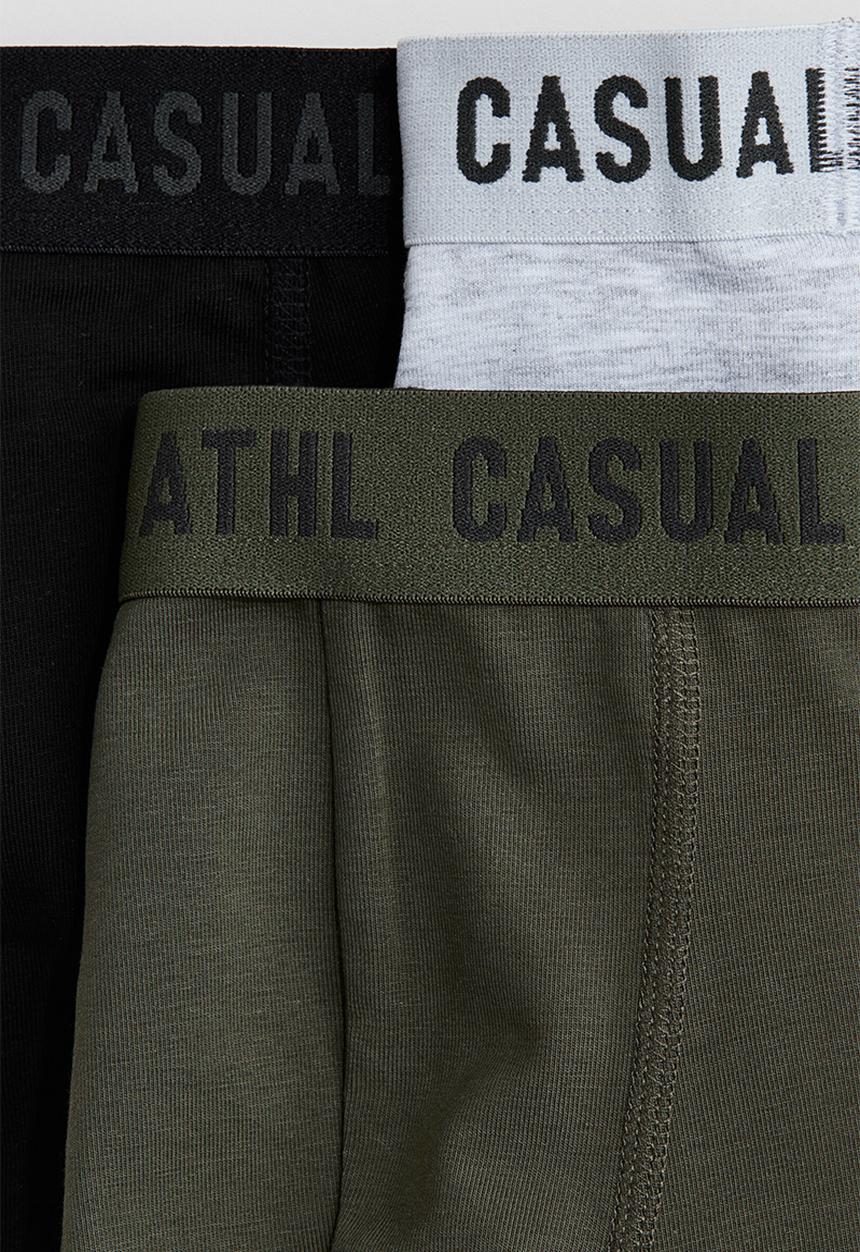 H&M - 5-Pack cotton trunks - dark khaki green/grey marl