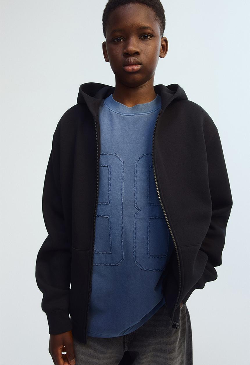 H&M - Brushed-inside zip-through hoodie - black