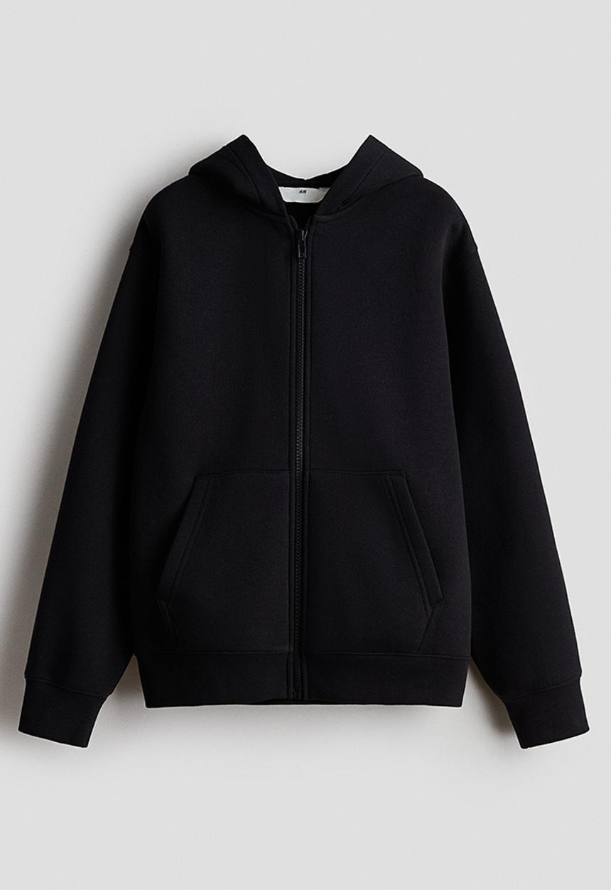 H&M - Brushed-inside zip-through hoodie - black