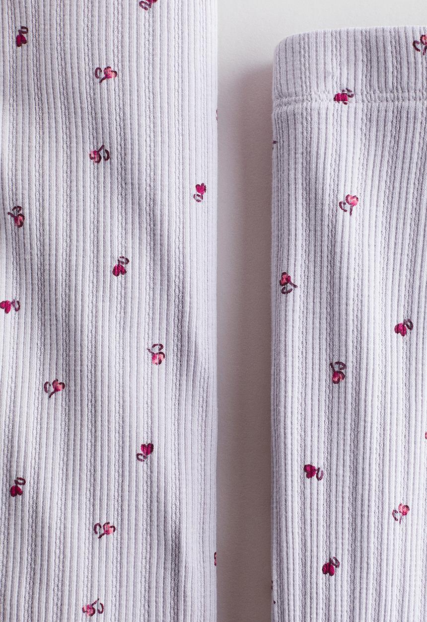 H&M - 2-Piece ribbed cotton set - lilac/floral