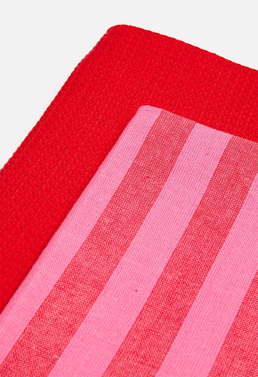 Excellent Houseware - Spring kitchen towel set of 2 - Pink & Red 