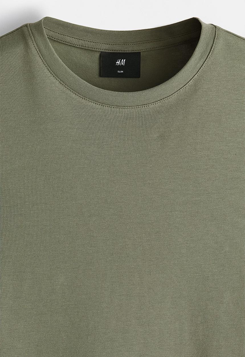 H&M - Slim fit t-shirt - khaki green