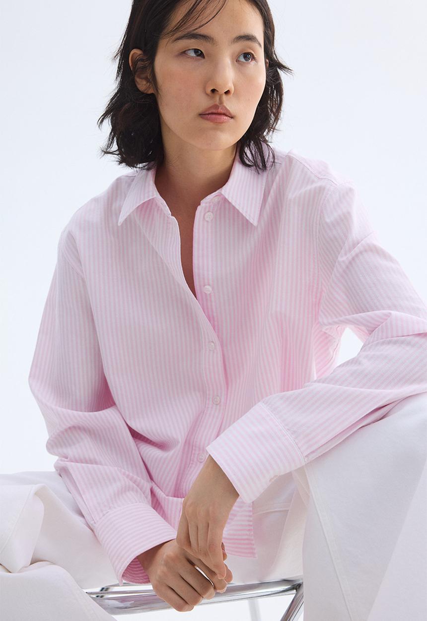 H&M - Oxford shirt - light pink/striped