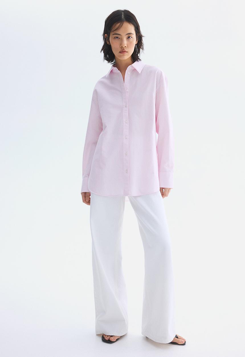 H&M - Oxford shirt - light pink/striped