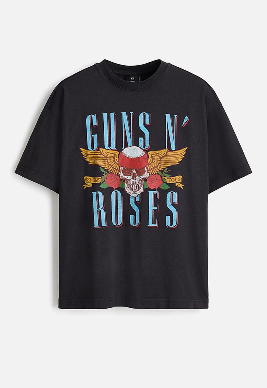 H&M - Oversized fit t-shirt - black/guns n' roses