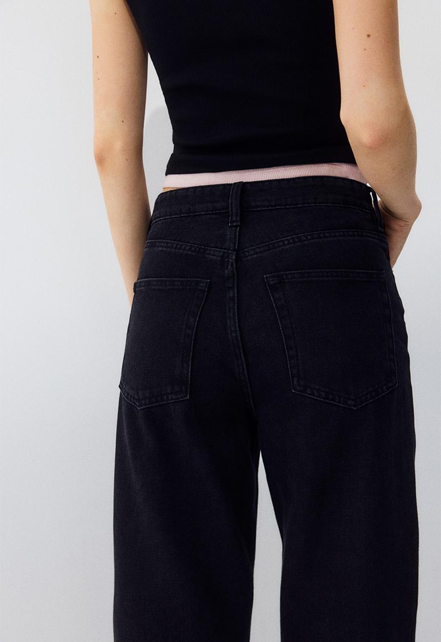 H&M - Straight high jeans - black