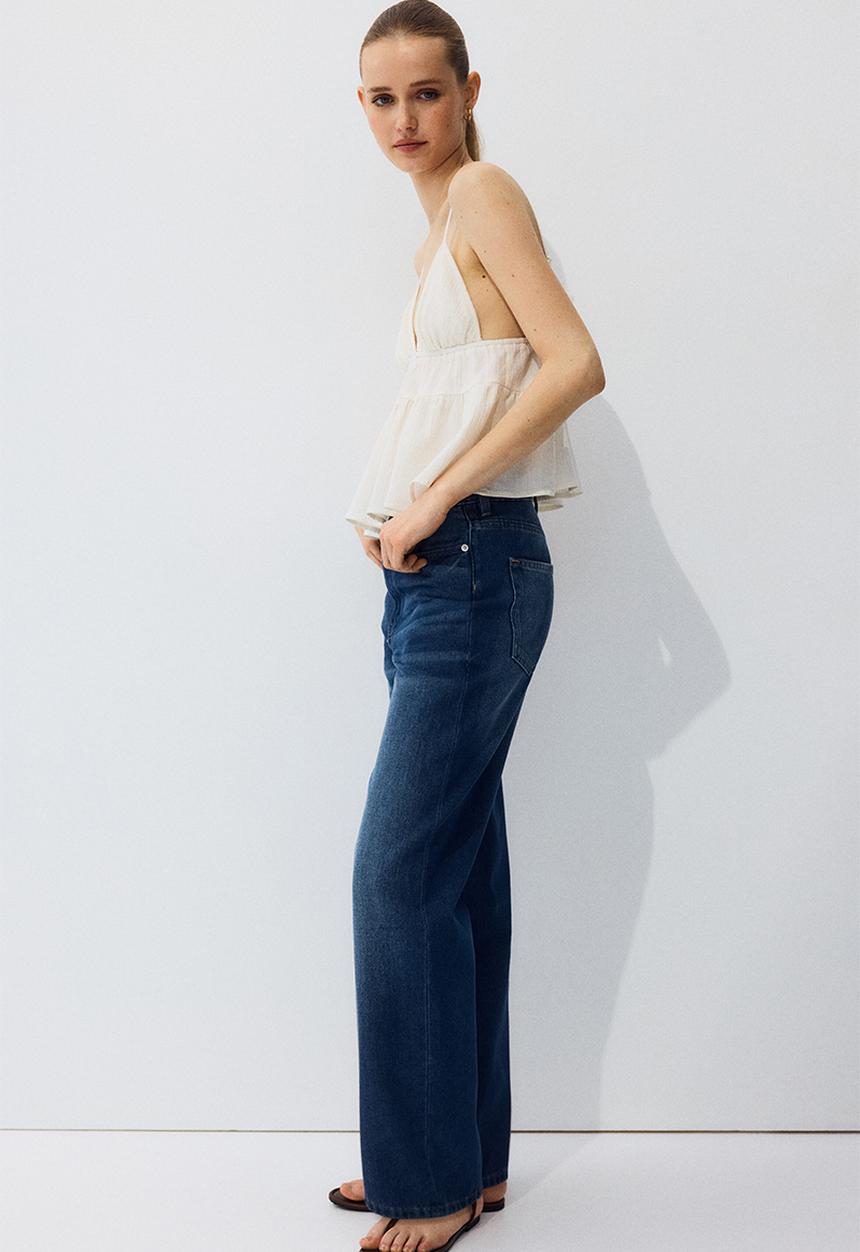 H&M - Straight high jeans - dark denim blue