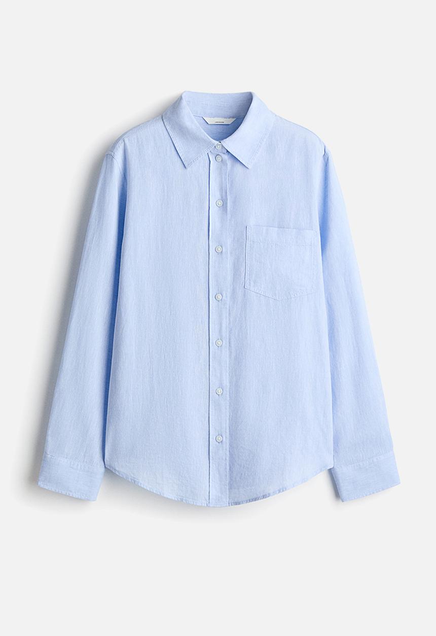 H&M - Linen-blend shirt - light blue