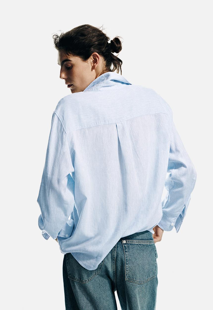 H&M - Linen-blend shirt - light blue