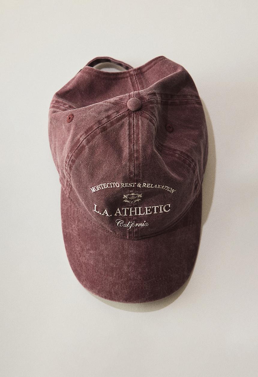 H&M - Embroidered-motif twill cap - dark red/l.a. athletic