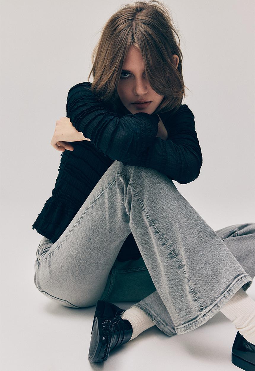 H&M - Flared low jeans - washed grey